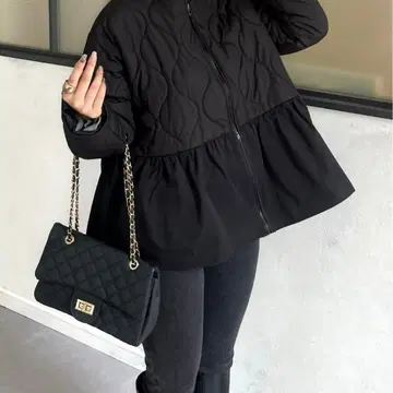 퀼팅 절개 페플럼 블루종