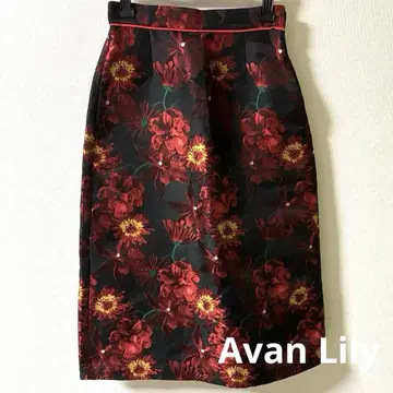 Avanlily 꽃무늬 타이트 스커트 프리 사이즈 와인 레드 아반릴리