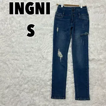 INGNI 잉그 (S) 하이웨스트 크러쉬 스키니 팬츠 데님