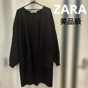 ZARA [새상품급] 케이블 짜임 소매 블랙 롱 가디건 겉옷