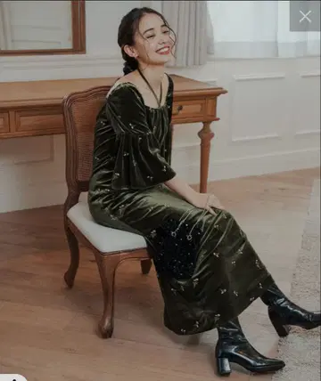[ 포멀 드레스/결혼식 ] velour bell sleeve dress