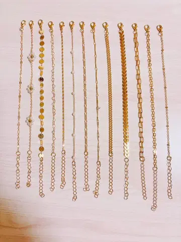 [ 13개 세트 ] 골드 컬러 팔찌 얇은 체인 묶음 판매