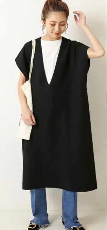 Spick & Span 강축 울 튜닉 니트 원피스
