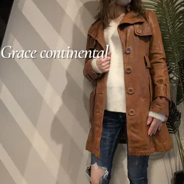 GRACE CONTINENTAL 램 가죽 롱 코트