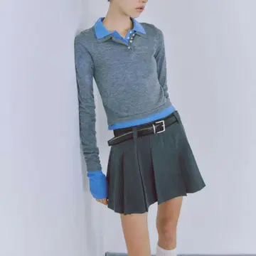snidel sustainable 레이어드 폴로 니트 풀오버