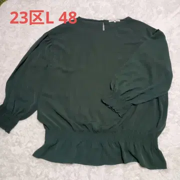 23구 L 워셔블 셔링 블라우스 48 벌룬 소매 빅 사이즈