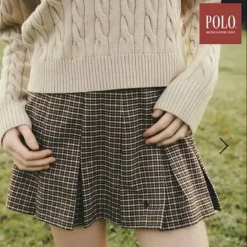 Heather POLO 디자인 플리츠 미니 스커트