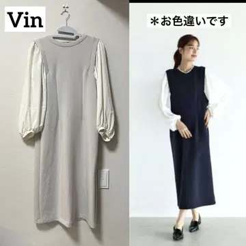 [미사용 새상품] Vin 벌룬 소매 원피스 그레이지 9호 M