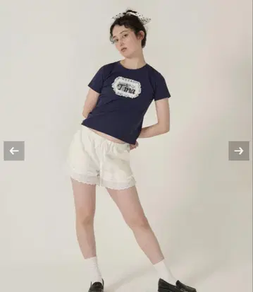 TINA:JOJUN 레이스 포함 숏팬츠 화이트