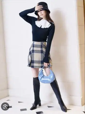 snidel 로빙 체크 미니 스커트