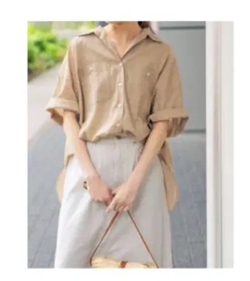 Spick & Span 코튼 린넨 하프 슬리브 셔츠
