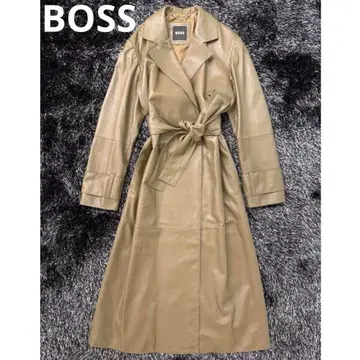 BOSS 베이지 가죽 트렌치코트