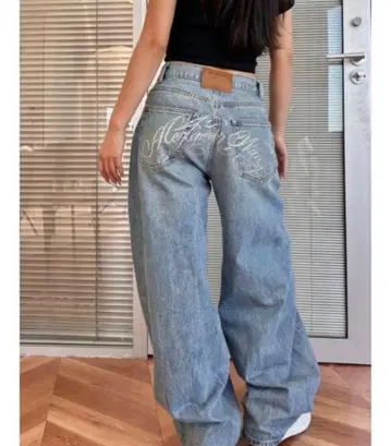 스톤 로고 데님 팬츠