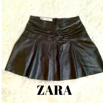새상품급 ZARA 양가죽 개더 플레어 미니 스커트 M 사이즈
