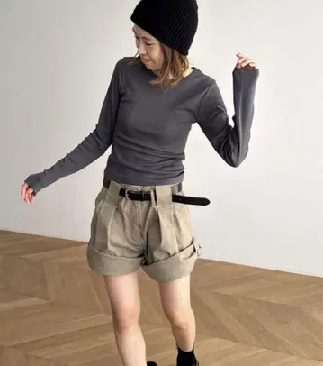 캐널진 El mar 코튼 레이온 리브 롱 T셔츠