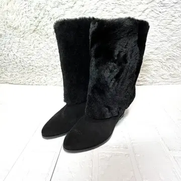 새상품급 MONTECATINI 스웨이드 어그 부츠 블랙 퍼 23.0cm
