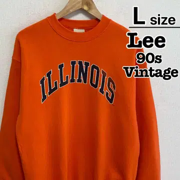90s Lee 맨투맨 L 오렌지 프린트 칼리지 속기모 USA 구제 의류