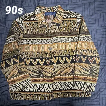 90s vintage 올 패턴 애니멀 무늬 레오파드 고블랑 자카드