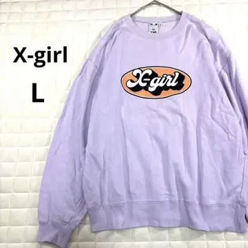X-girl 트레이닝복 맨투맨 후드티 L 퍼플 빅 로고 긴팔
