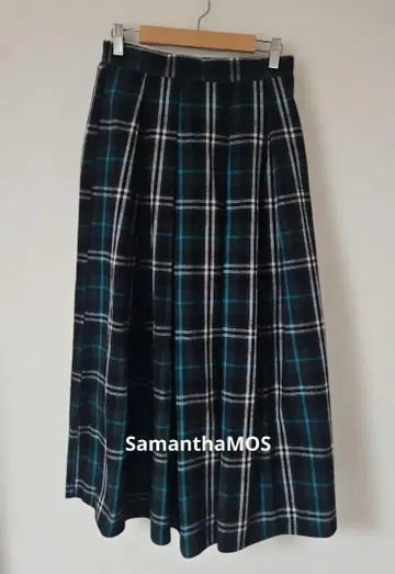 SamanthaMOS2 체크 무늬 플리츠 스커트 그린