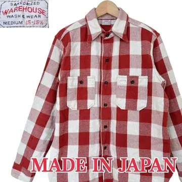 사이즈 15-15 1/2 WAREHOUSE 일본제 플란넬 셔츠 T3002
