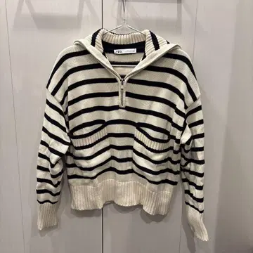 ZARA 스트라이프 하프 지퍼 니트 스웨터