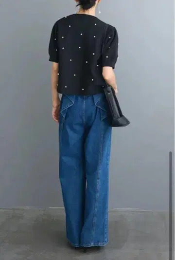 백리본 디자인 데님 팬츠