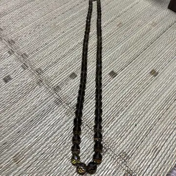 브라운 계열 패싯 컷 목걸이 약 70cm