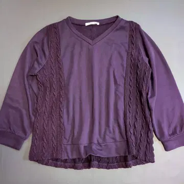 [압와이어리쉬] 긴팔 니트 (F) 보라색 V넥 무지 튜닉