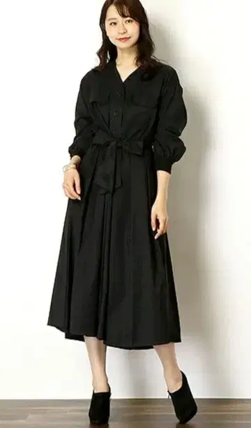 CLE des ZONES/빈티지 노카라 셔츠 원피스 코트 블랙