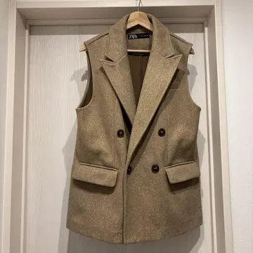ZARA 베이지 더블 브레스트 베스트 S