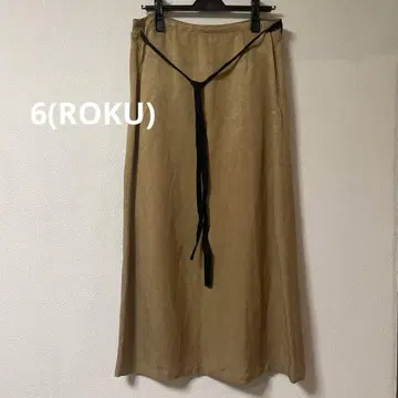 6 로쿠 브라운 골드 랩 스타일 롱 스커트