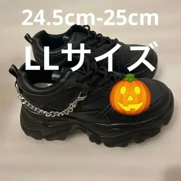 새상품급 블랙 체인 통굽 스니커즈 LL 24.5cm ~ 25cm