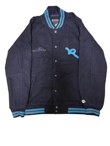 레어 ROCAWEAR 바시티 자켓 블랙 블루 리브