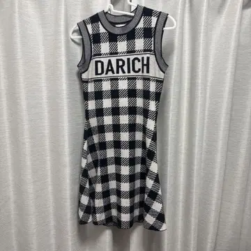 Darich 체크 무늬 슬리브리스 미니 원피스
