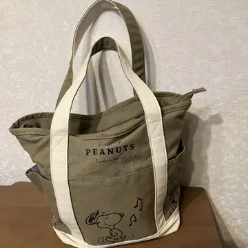 PEANUTS 스누피 에코백 카키