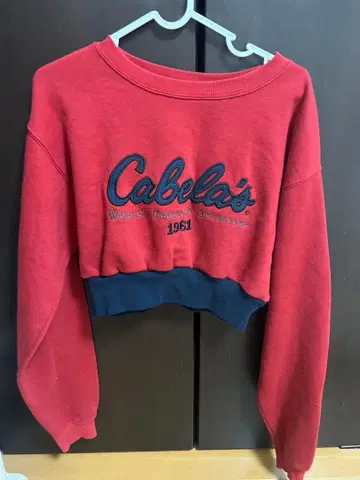 Cabela's 빨간색 크롭 맨투맨 S