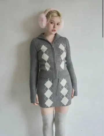 andmary Argyle knit set up