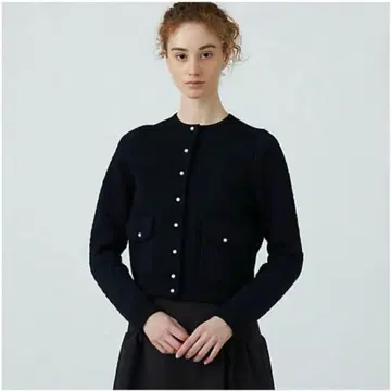 BALLSEY 울 코튼 펄 콤비 크루넥 가디건 새상품급