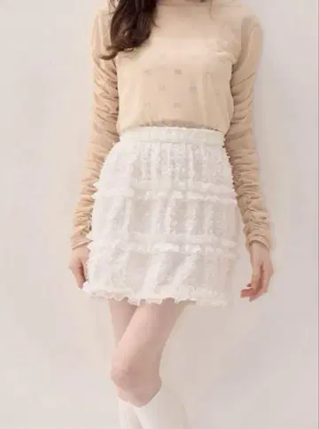muguet lace&frill mini skir