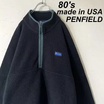 USA 제조 구제 의류 80s 펜필드 하프 지퍼 풀오버 플리스 블랙
