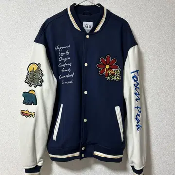 ZARA 자라 바시티 자켓 자켓 네이비 남성용 여성용 자수