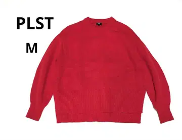 PLST 플라스테 미들 게이지 크루넥 스웨터 울 100% 빨간색