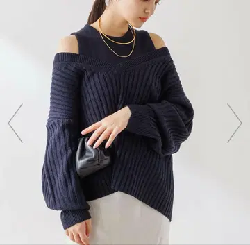 루즈 비프 라 클레 V넥 리브 니트 앙상블