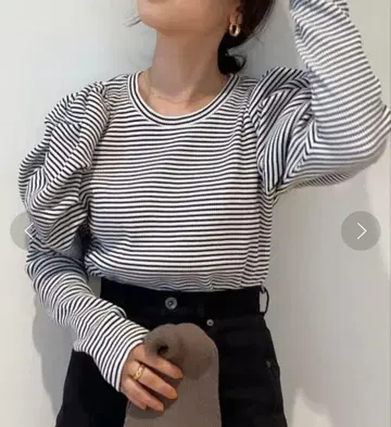 snidel 퍼프 슬리브 와플 상의