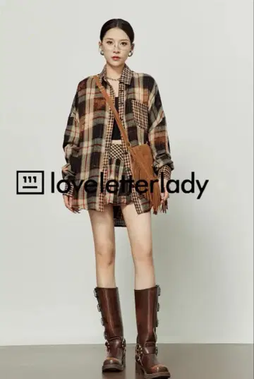 AuroraBoutique LLL LAB 오버 사이즈 체크 셔츠