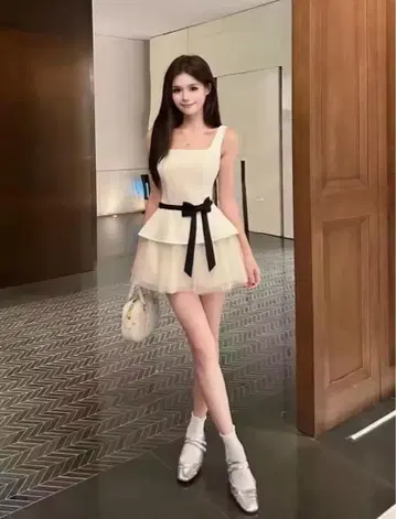 애프리콧 베스트 드레스