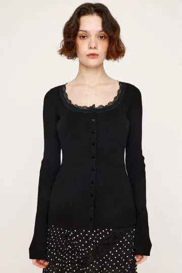 SLY LACE DOCKING FRONT BUTTON 상의 블랙