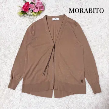 [ 새상품급 ] 모라비토 가디건 긴팔 소가죽 태슬 로고 포함 브라운 38