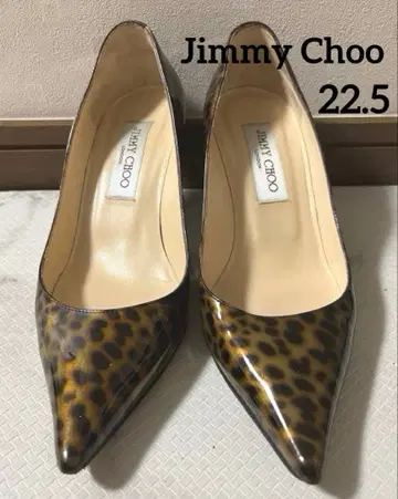 JIMMY CHOO 레오파드 무늬 에나멜 하이힐 22.5cm
